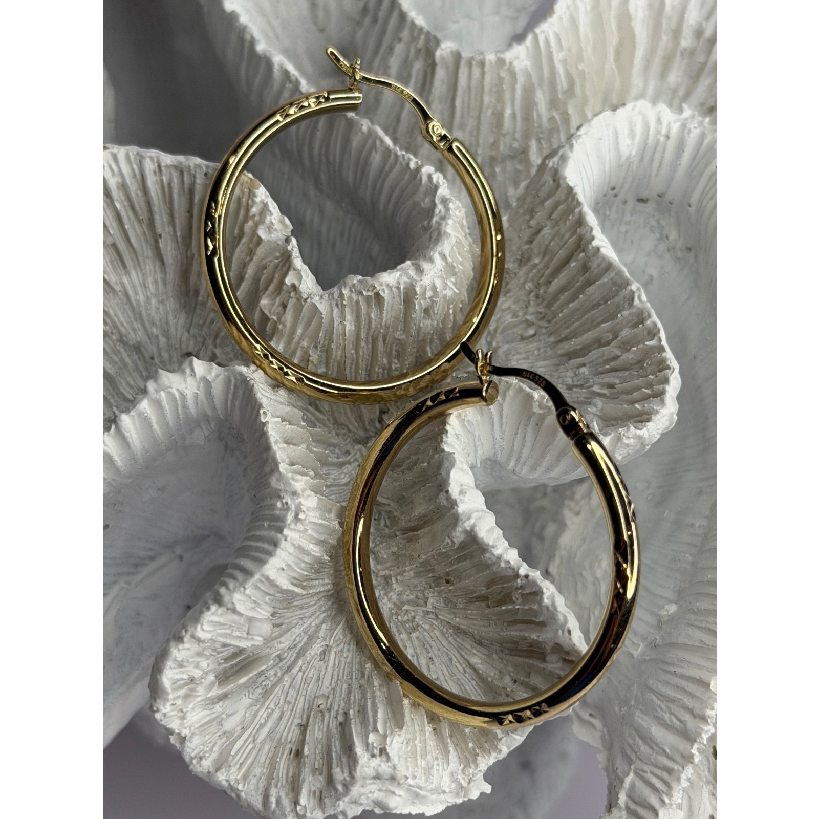 Slc 925 Sterling Silver Gold Plated Hoop Earrings